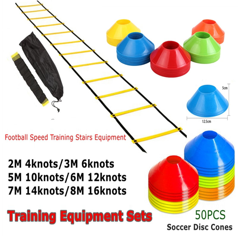 26Ft/8M 16 Rung 50 Disc Cones Crossfit Agility Ladders